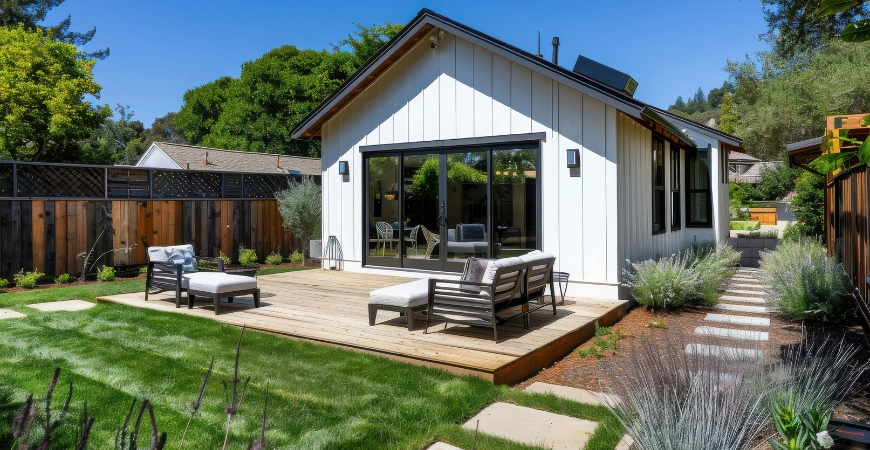 Modern backyard ADU with deck and patio in Los Angeles by Trusted Contractor LA
