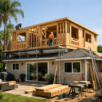 Second story home addition framing and build process in Los Angeles by Trusted Contractor LA