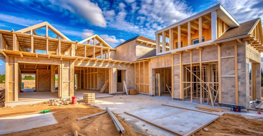 New construction home framing structure in early build stage in Los Angeles by Trusted Contractor LA